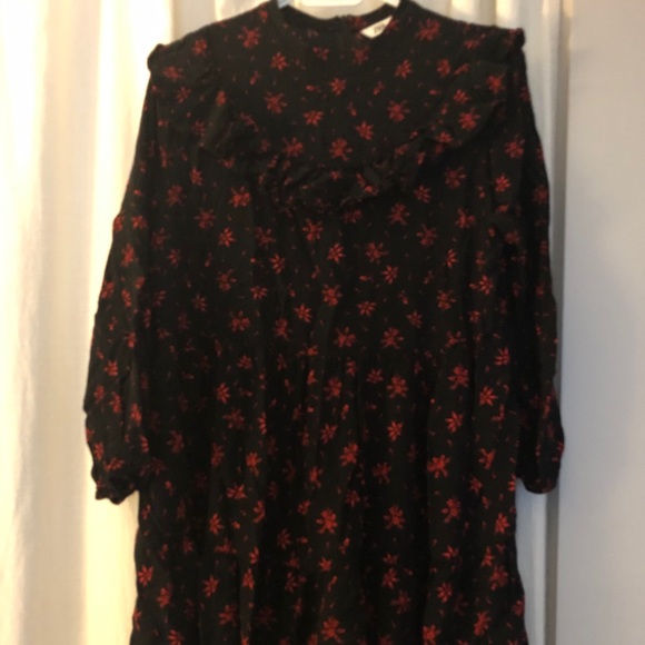Navy/red long sleeved peasant dress from Zara - Picture 3 of 4